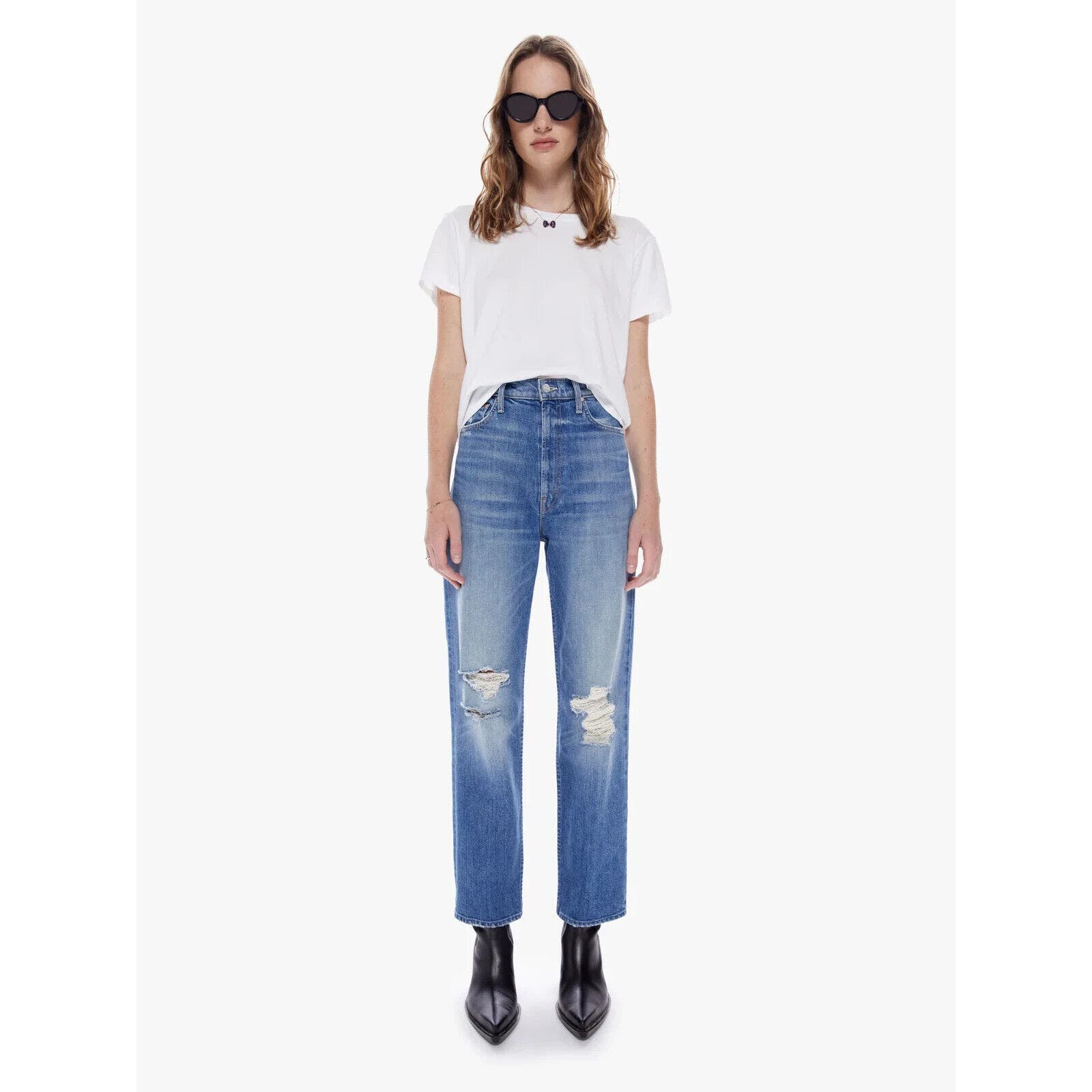 MOTHER SUPERIOR HIGH WAISTED STUDY HOVER JEANS IN Something to Reveal Sz 28