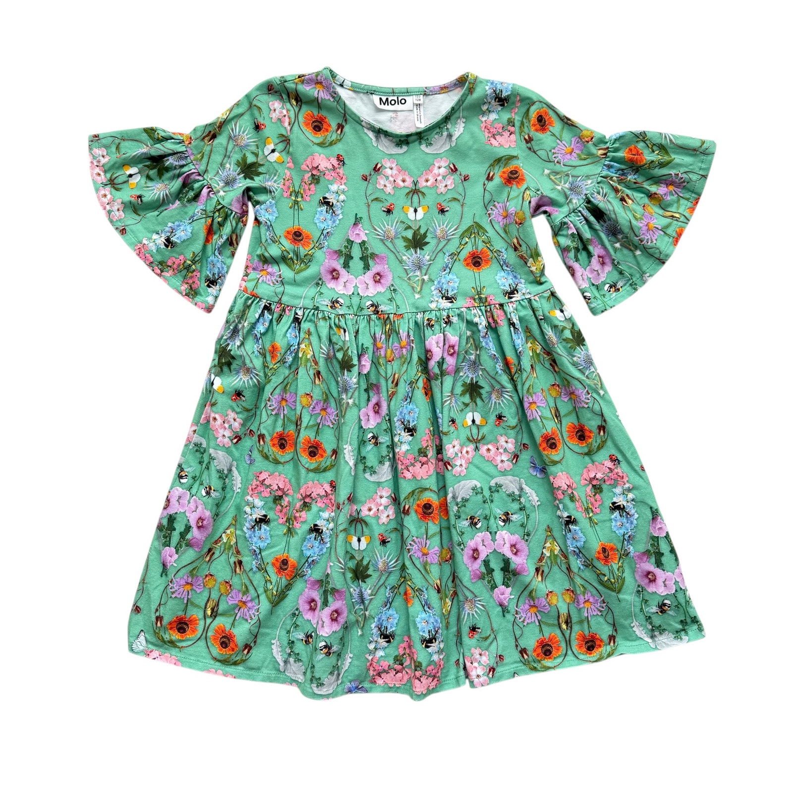 Molo Chasity With Love Floral Bell Sleeve Dress Size 7