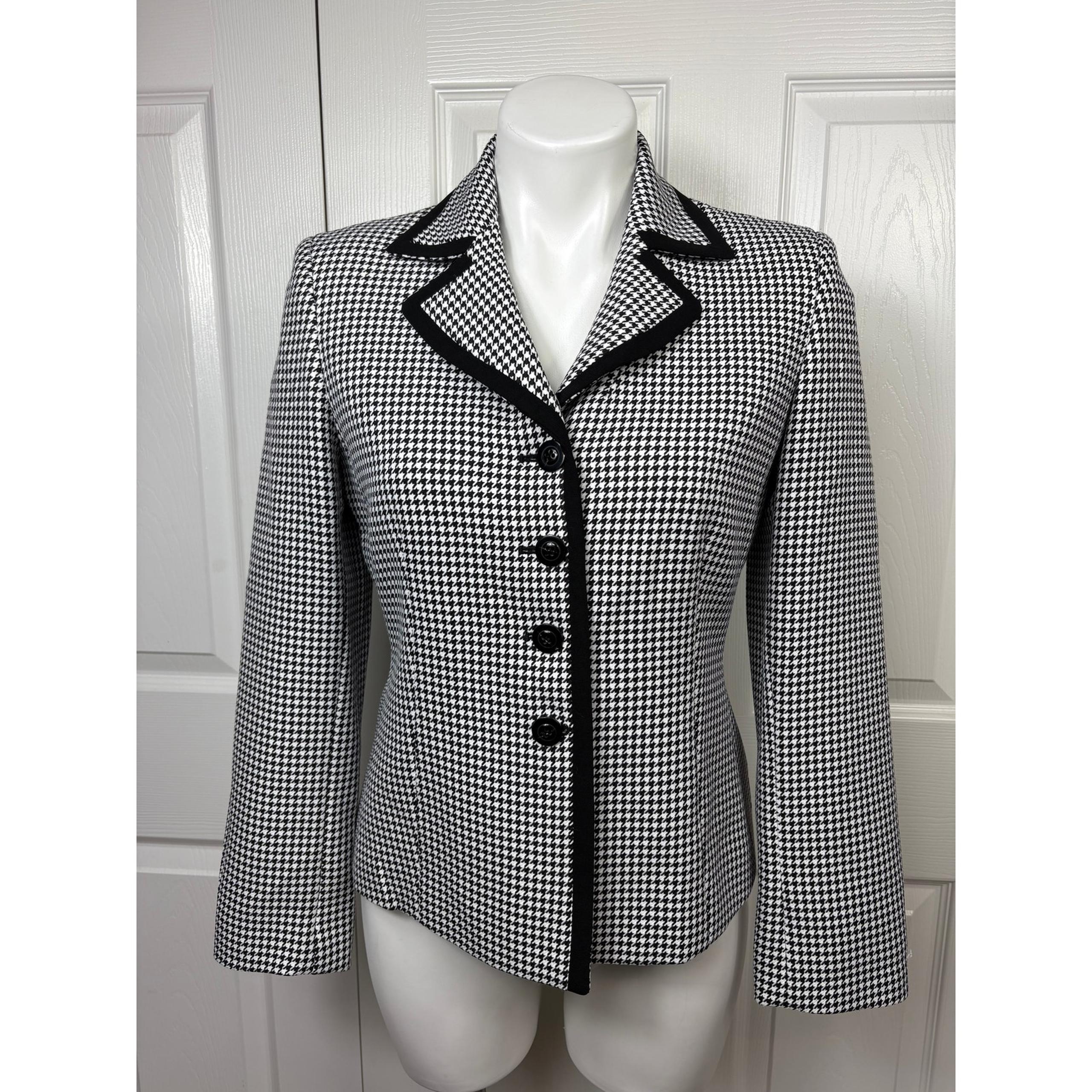 Le Suit Women's Houndstooth Blazer - Black & White - 4 Petite