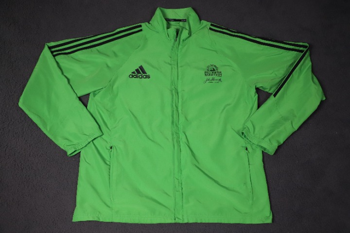 Adidas Windbreaker Jacket Mens XL Green Boston Marathon Graphic Athletic Running