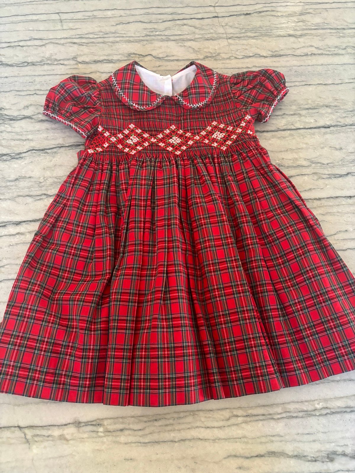 Anavini Couture Toddler Girls Hand Smocked Red Plaid Holiday Dress Sz 24 Months