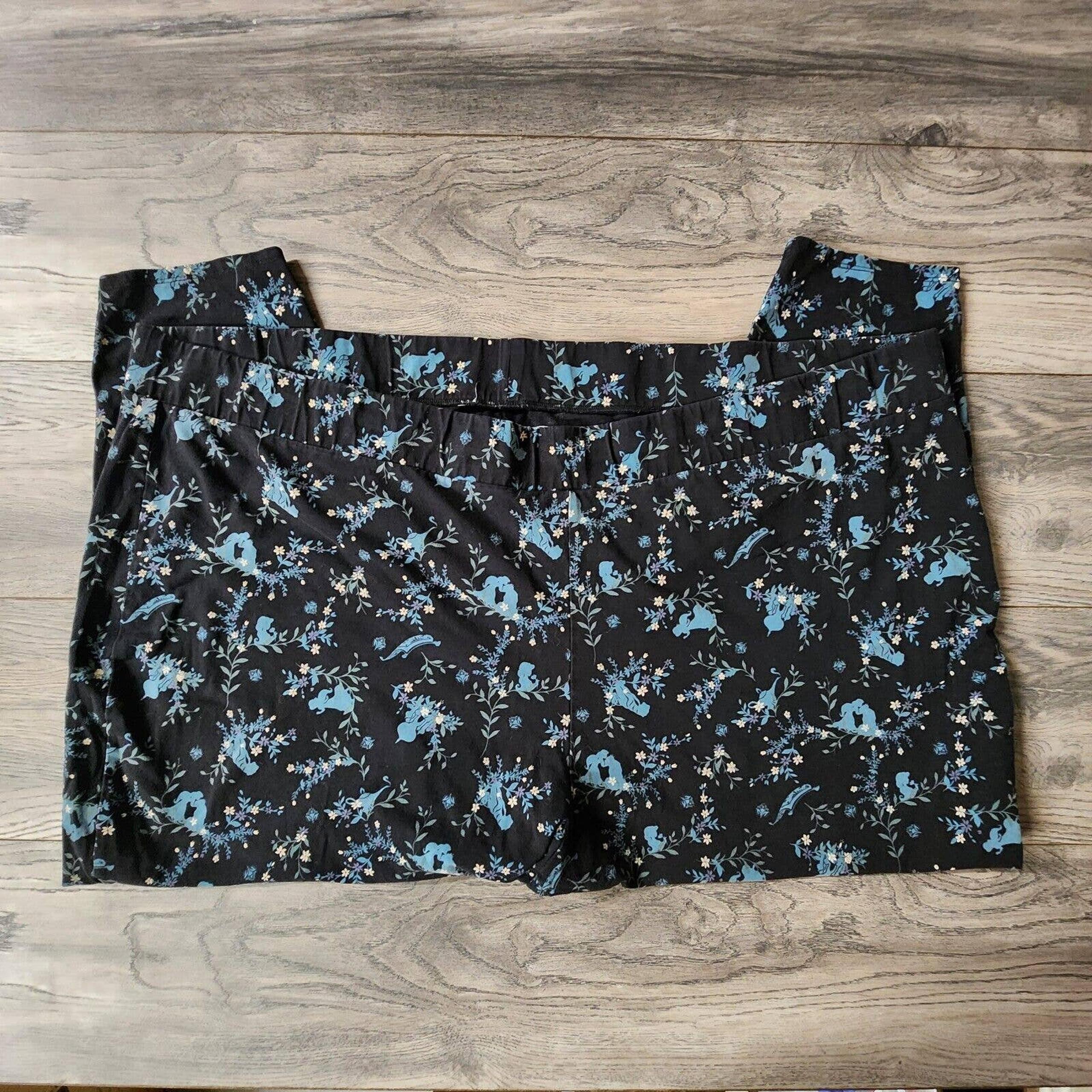 Women's Disney Printed Black Blue Snow White Polyester Spandex Leggings 6X