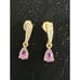 Purple Amethyst Earrings Diamond Accent Gold Post Vintage Estate Jewelry Gift