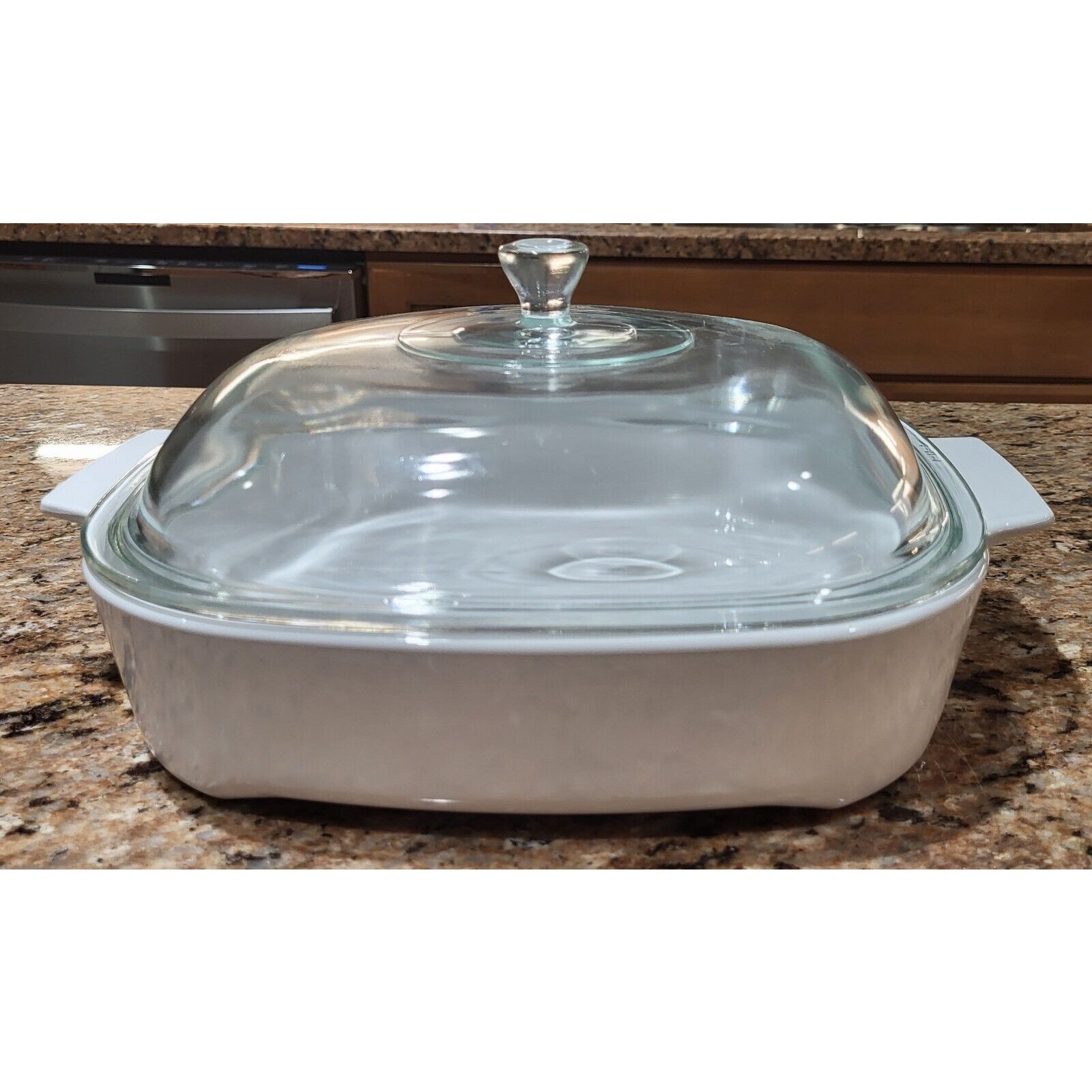 Corning Ware White MW-10 Browning Casserole 10 x 10 x 2 & Pyrex A 12 C Lid