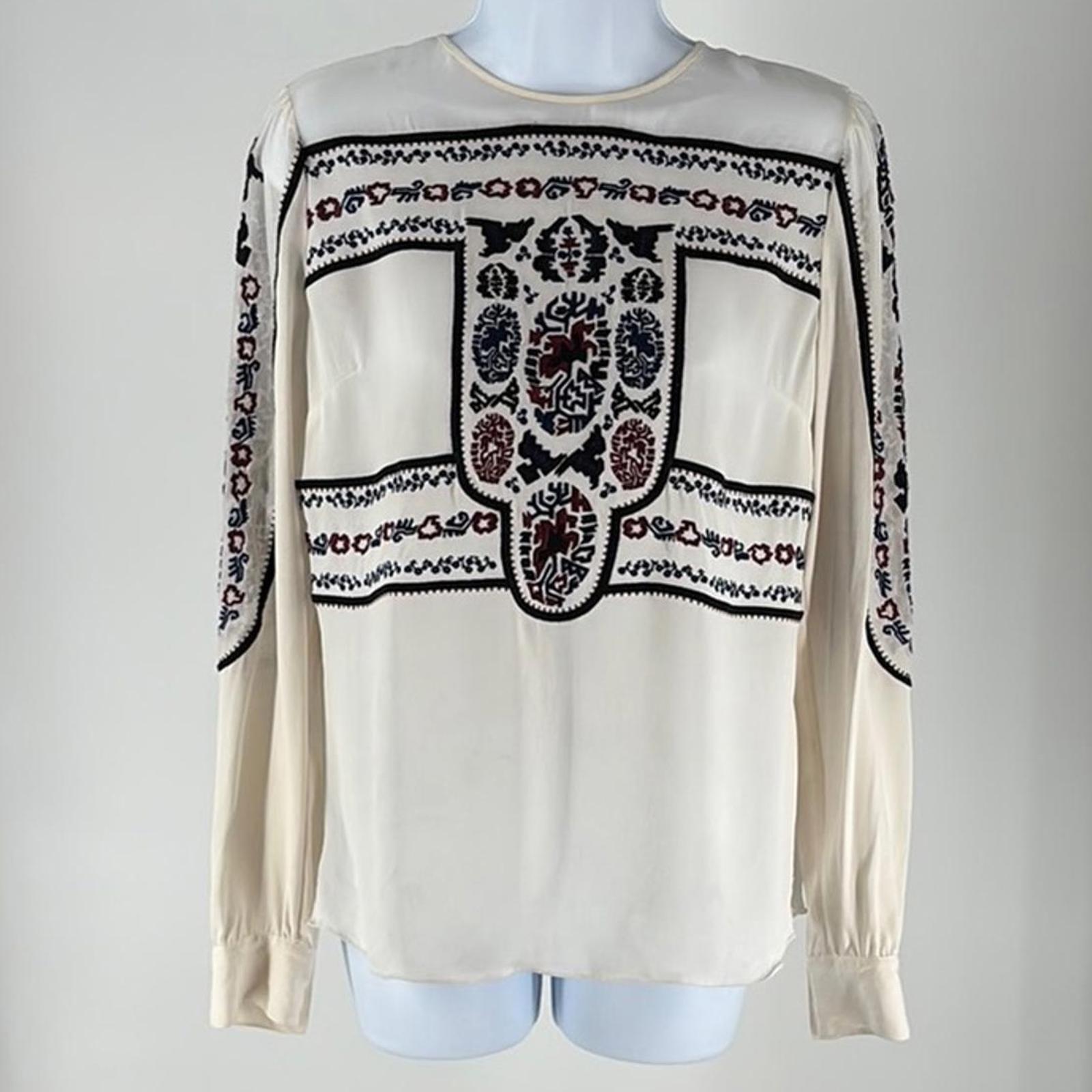 Veronica Beard Elegant Boho-Style Embroidered Blouse