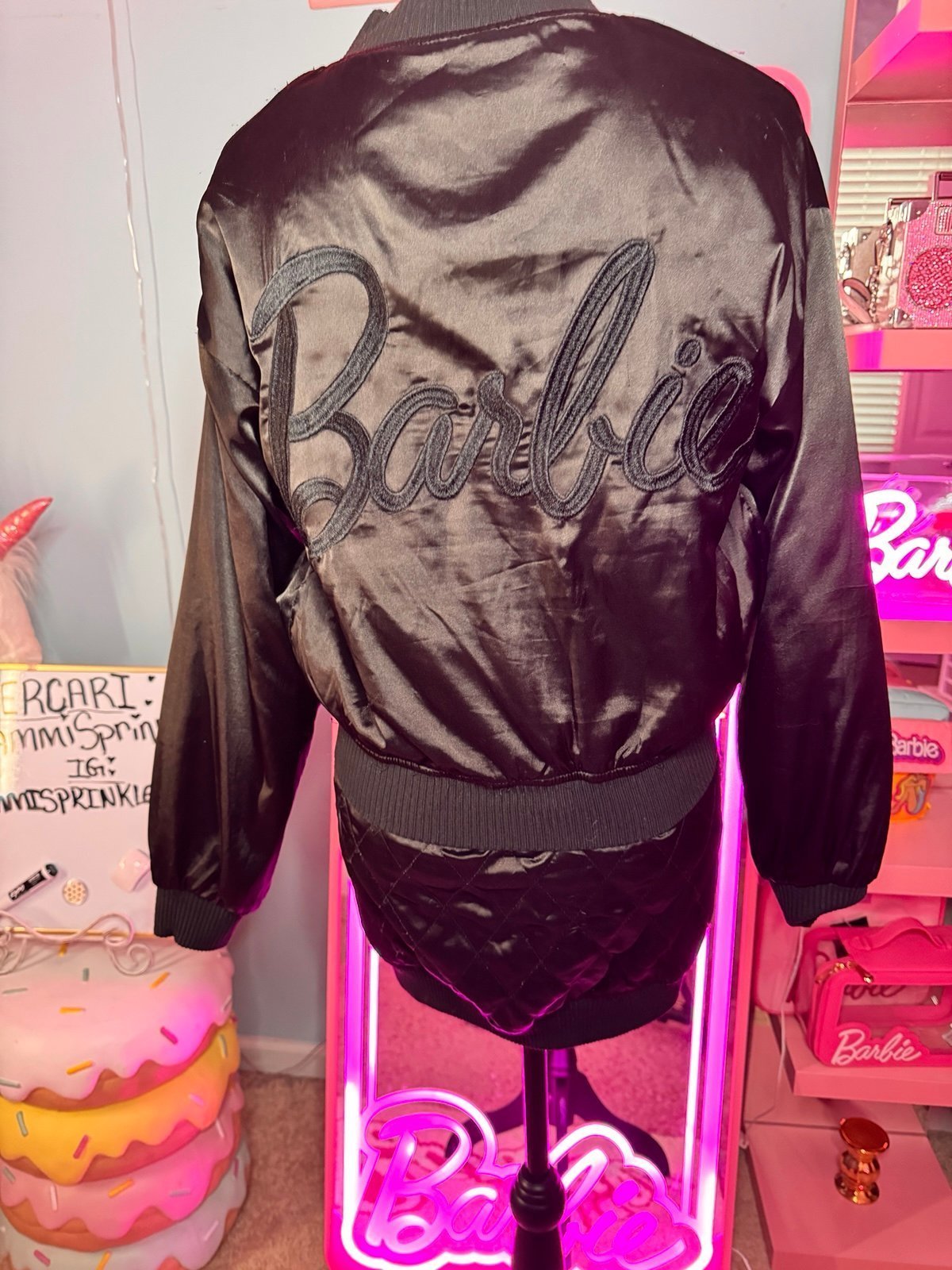 missguided x barbie quilted satin skirt set