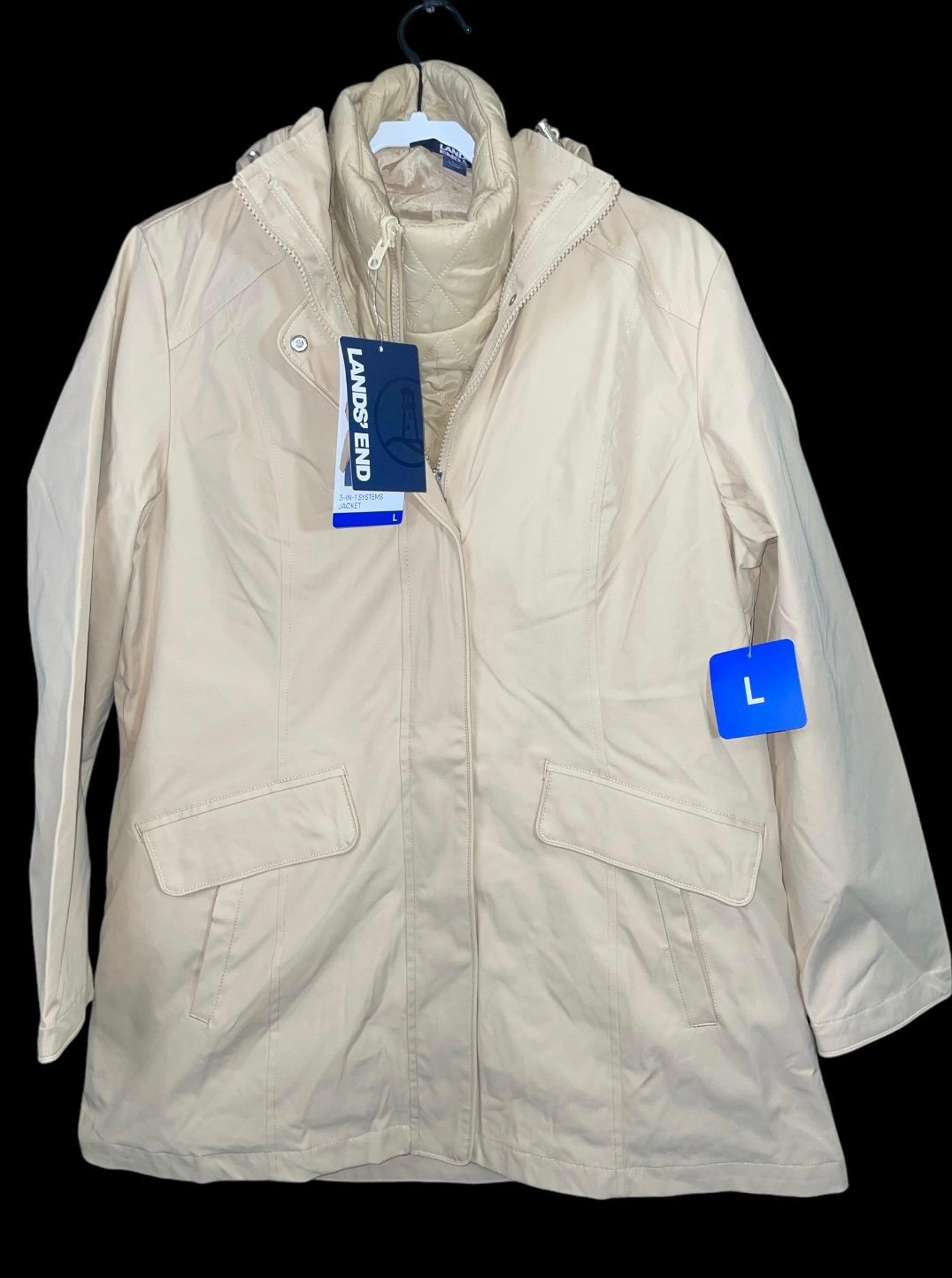 Lands' End Ladies' 3-in-1 Systems Jacket Women Beige Size L