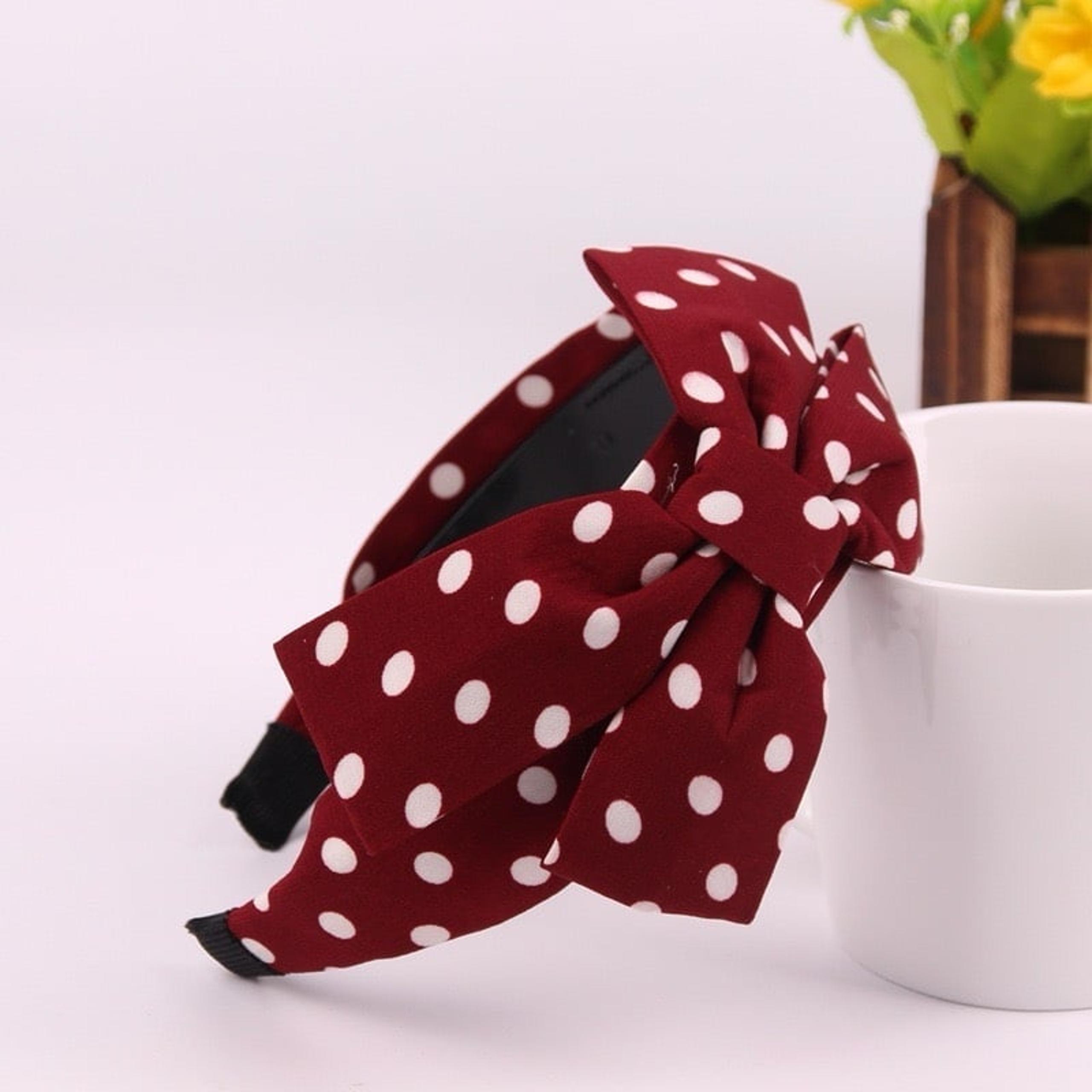 Red Polka Dot big Bowknot headband for Women