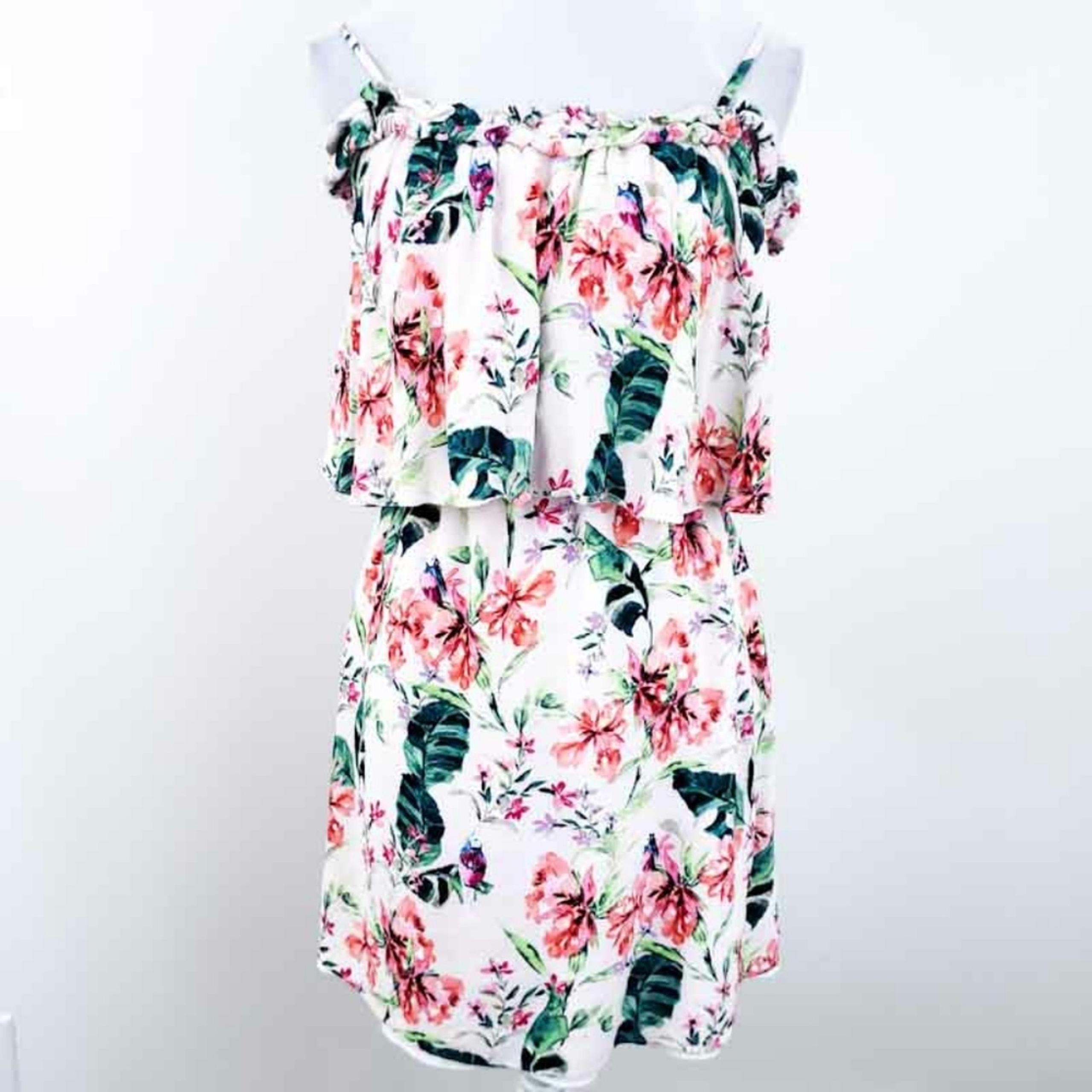Sanctuary Floral Dress Summer Sleeveless Medium Light Pink, Flowers Off Shoulder