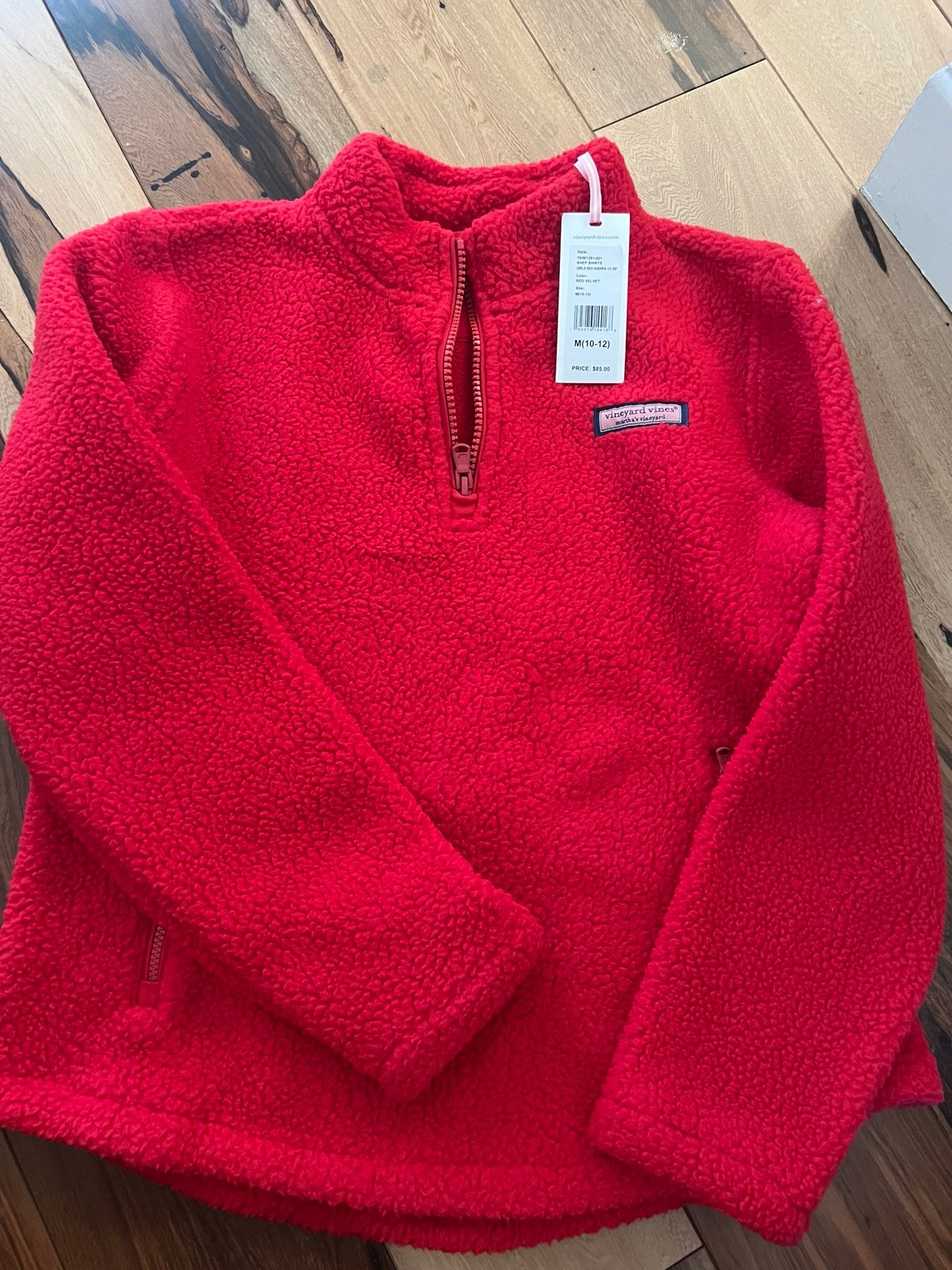 Vineyard Vines Red Zip Fleece Kids 10-12 NEW