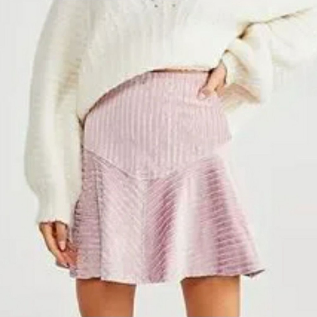 Free People Camden Pastel Pink Lavender Ribbed Mini Skirt Medium Balletcore