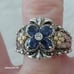 BARBARA BIXBY STERLING SILVER & 18KT.GOLD AMETHYST & CZ FLOWER RING- SZ8