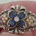 BARBARA BIXBY STERLING SILVER & 18KT.GOLD AMETHYST & CZ FLOWER RING- SZ8