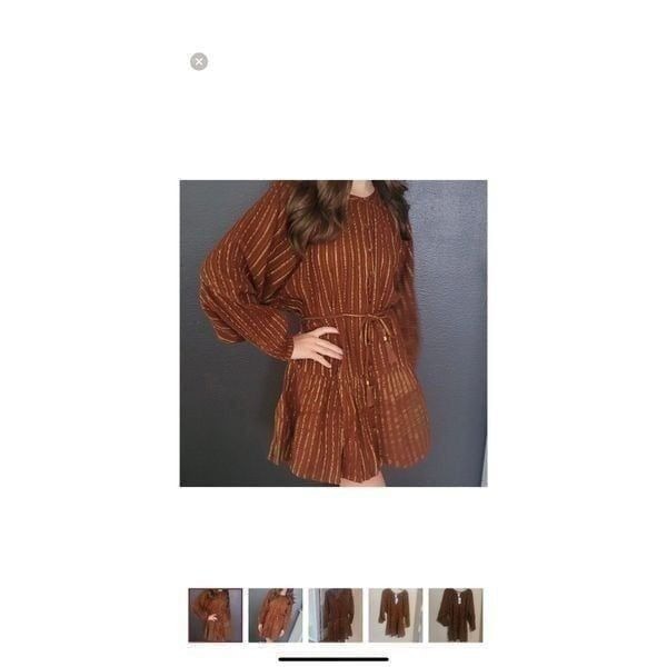 NWT L*Space Vida Button Tassel Tie Brown Gold Dress Women's Small
