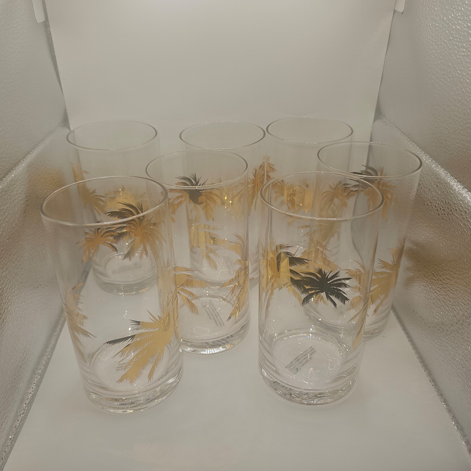 2 NEW BOXES! 7 Cellini Palm Cooler Glasses 18.5 Oz Tropical Oasis Bar Glasses
