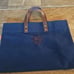 CB Station Navy Blue Canvas & Leather Market Tote - Brown Monogram “MSM
