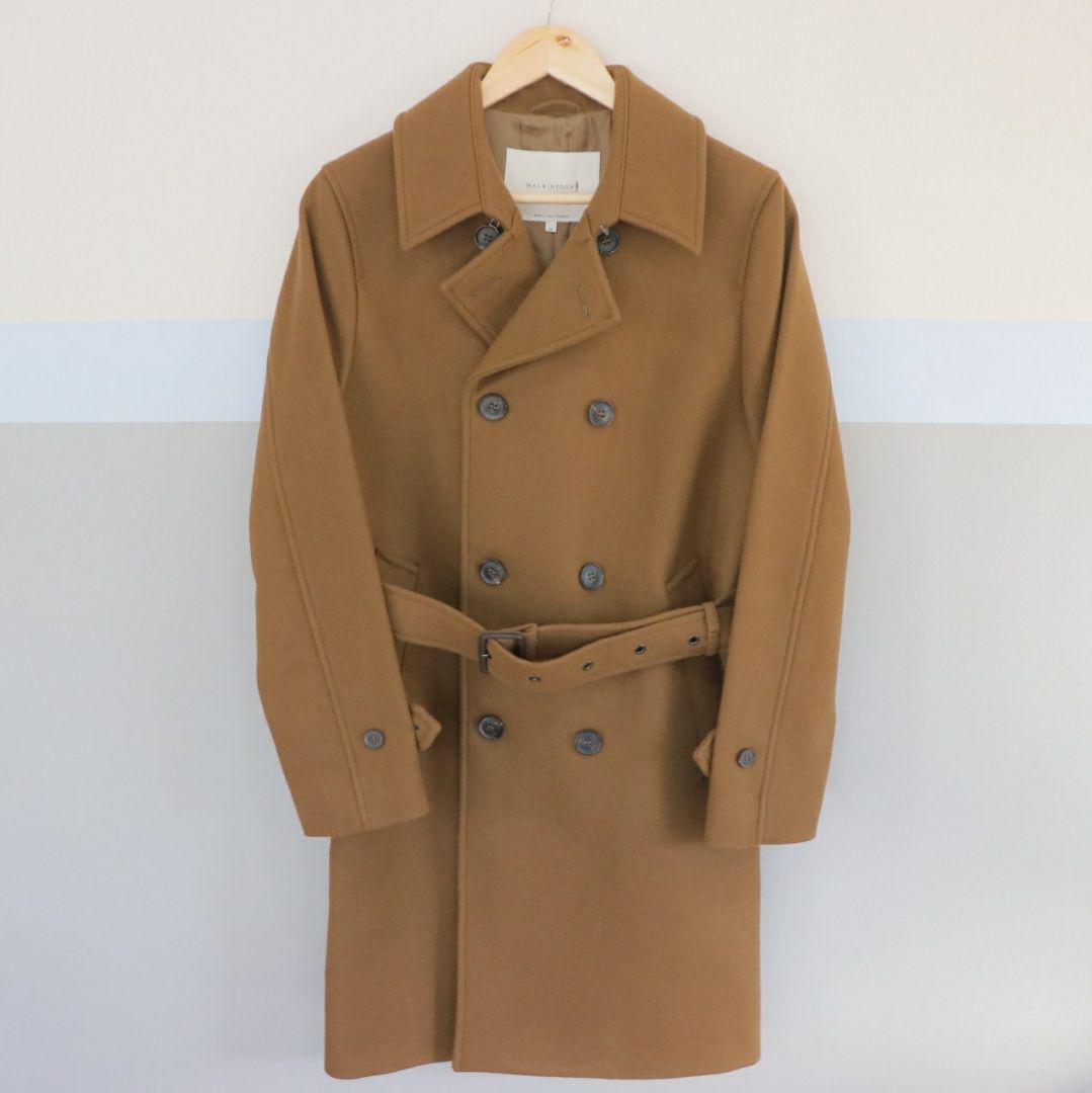 MACKINTOSH Wool Melton Double Breasted Trench Coat, Size 34