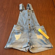 Tinseltown Denim Couture Overalls Romper Distressed Small