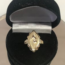 10K YELLOW/GOLD WISHBONE & DIAMOND RING