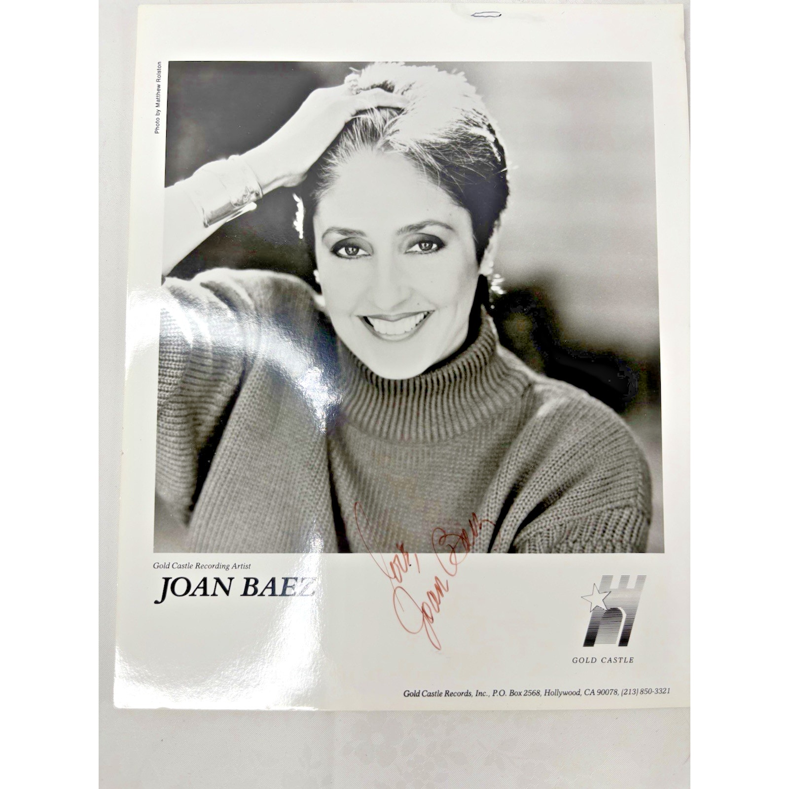 1989 Press Photo Singer Joan Baez Signed