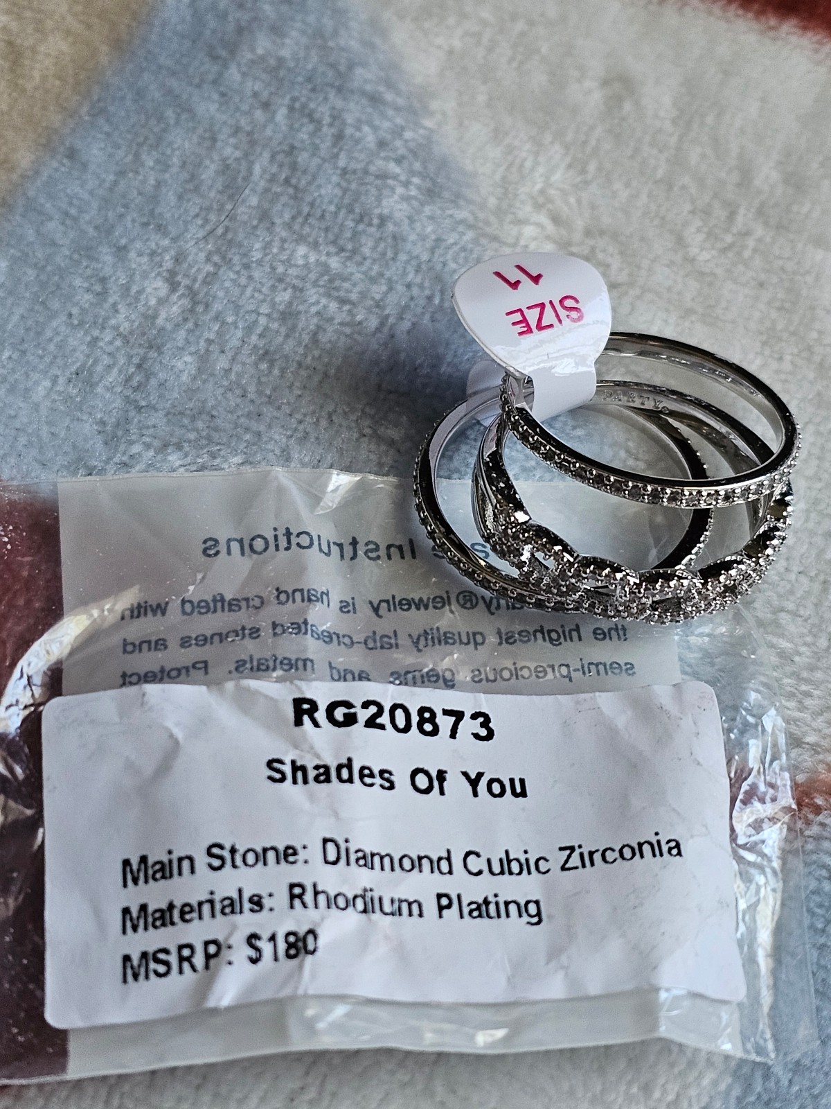 Shades of You Size 11 Bomb Party Ring Diamond CZ