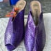 J Renee' Mules Womens 10 Purple Snakeskin Embossed Peeptoe Slides Vintage Slides