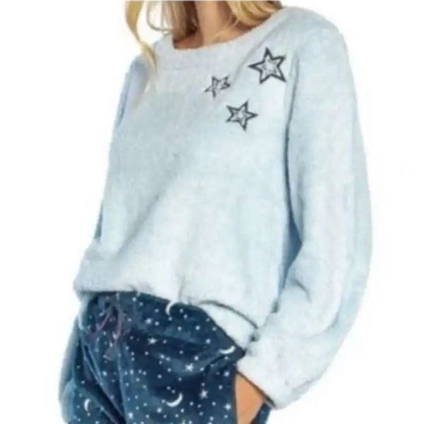 Wildfox Night sky Velour lounge sherpa sweatshirt
