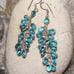 Vintage Gripoix Glass Sterling Silver Cluster Dangle Earrings