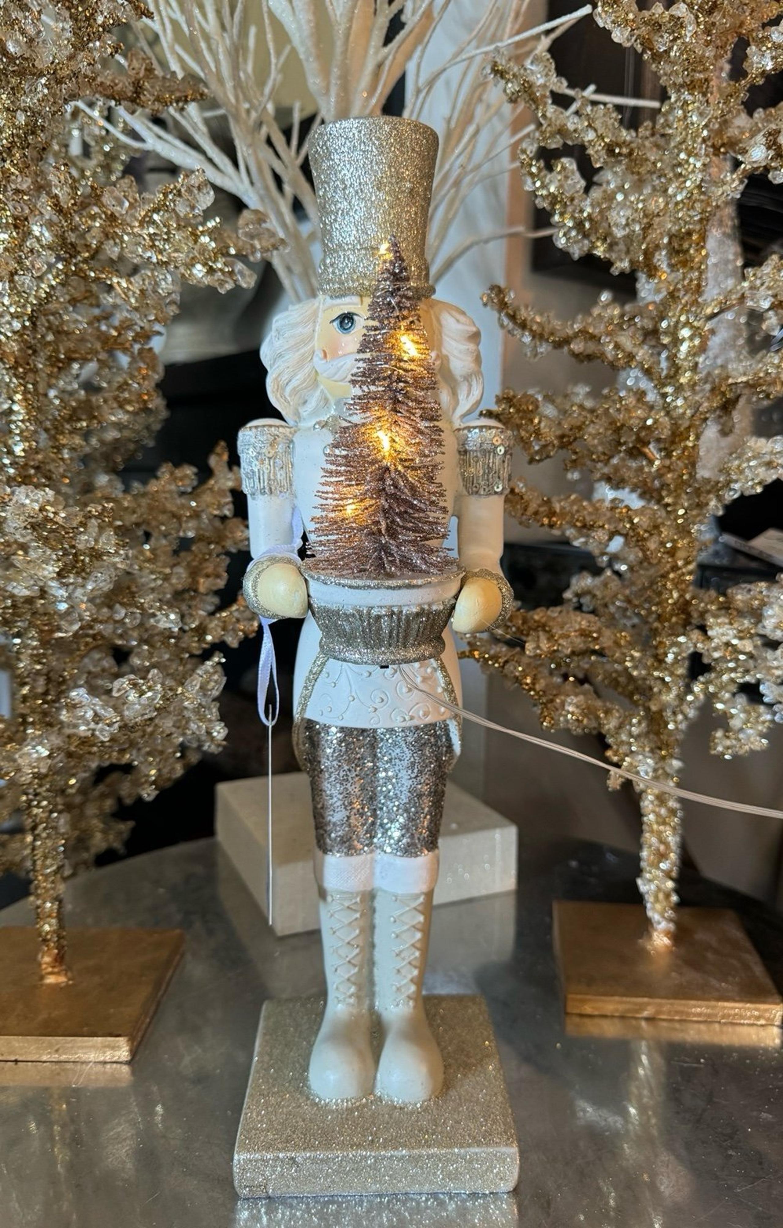 Martha Stewart 12” Tall Light Up Tree Nutcracker Figurine