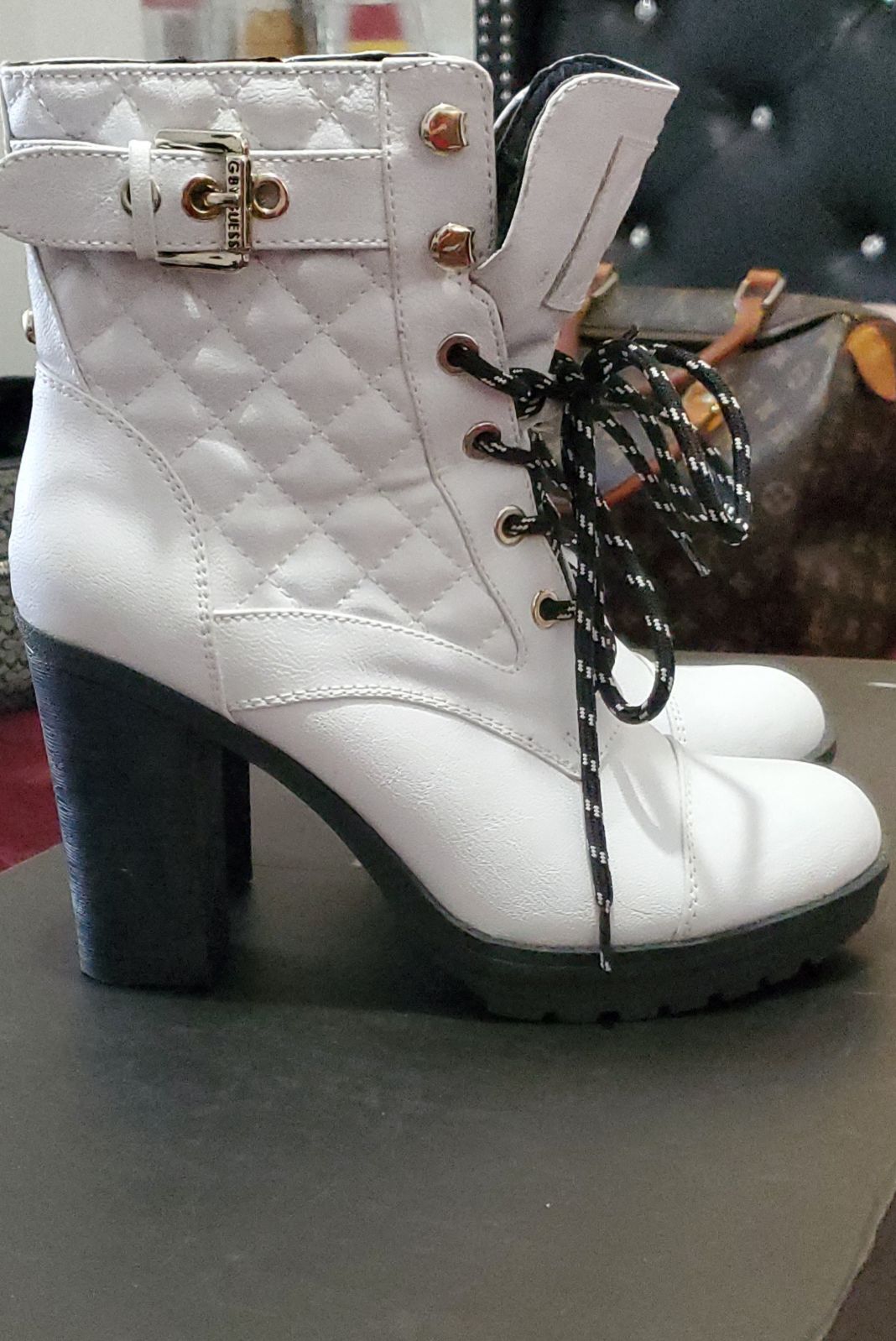 G by guess jollyn block heel booties Clearance