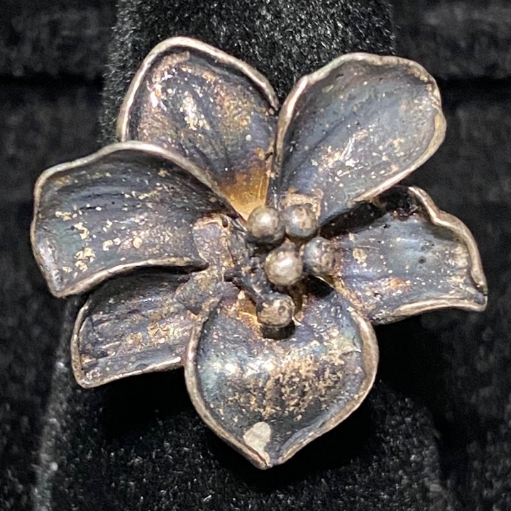 Ring Lily Flower Size 6.5 Sterling Silver Tested Vintage Jewelry