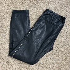 Maison Scotch Biker black leather pants with studs