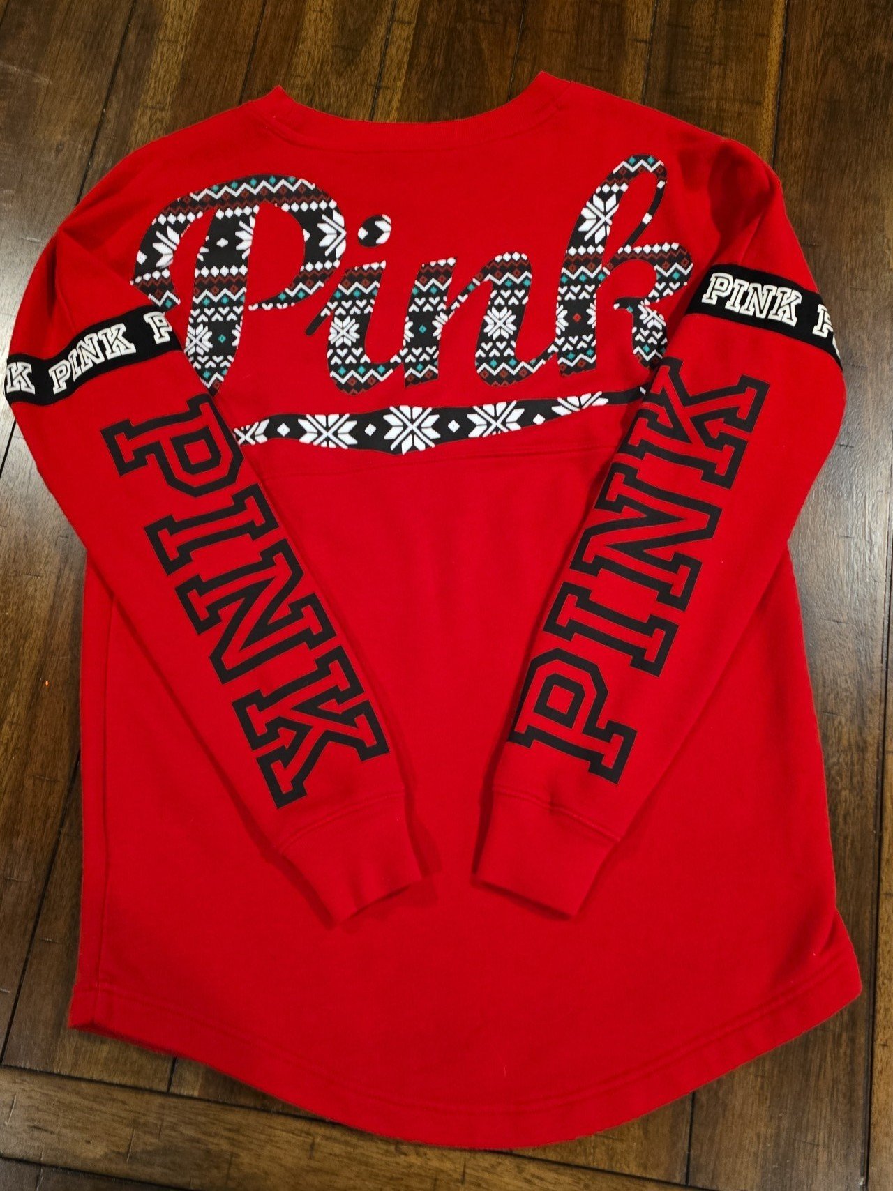 VICTORIA'S SECRET PINK HOLIDAY SNOWFLAKE LOGO CREW. VERY RARE
