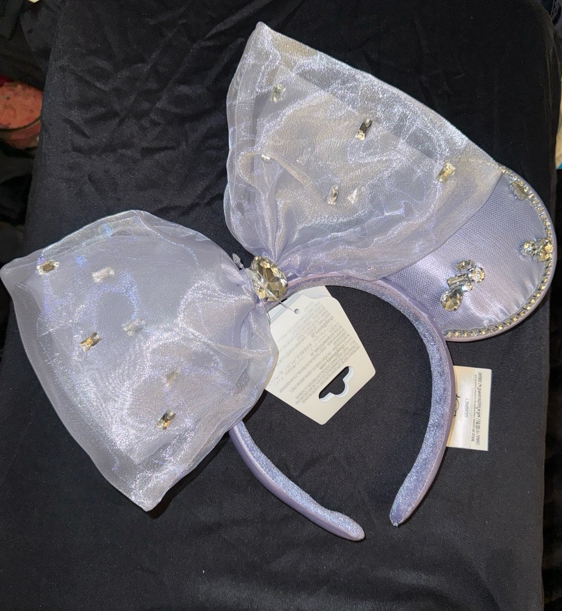 Silverish purple stone minnie mouse ears