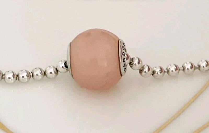 PAIR of authentic pandora Essence CARING rose quartz charms