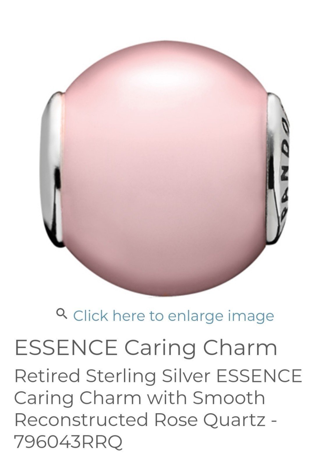 PAIR of authentic pandora Essence CARING rose quartz charms