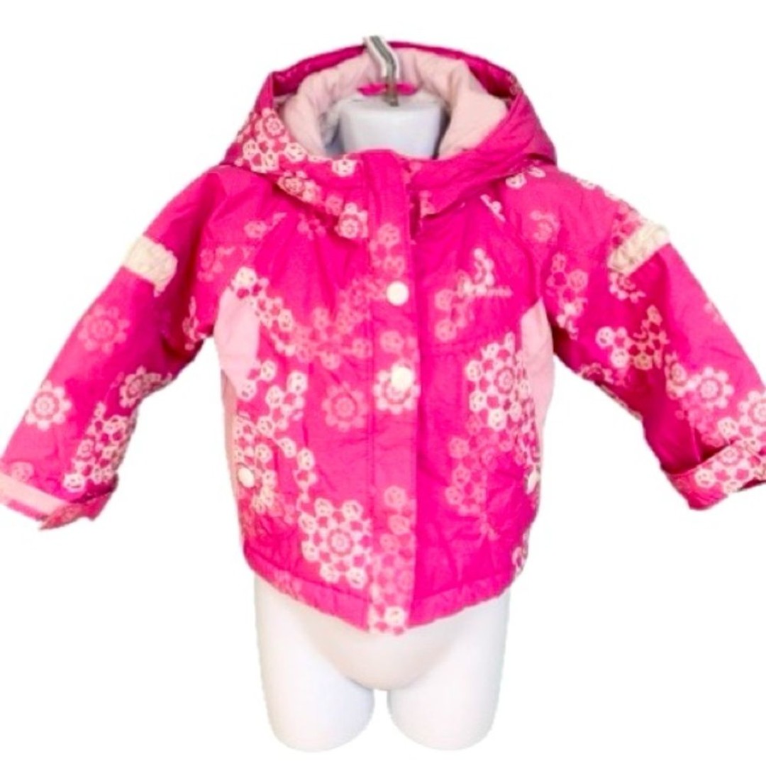 Columbia Pink & White Floral Zip Up Hooded Winter Jacket Toddler Girls Size 2T