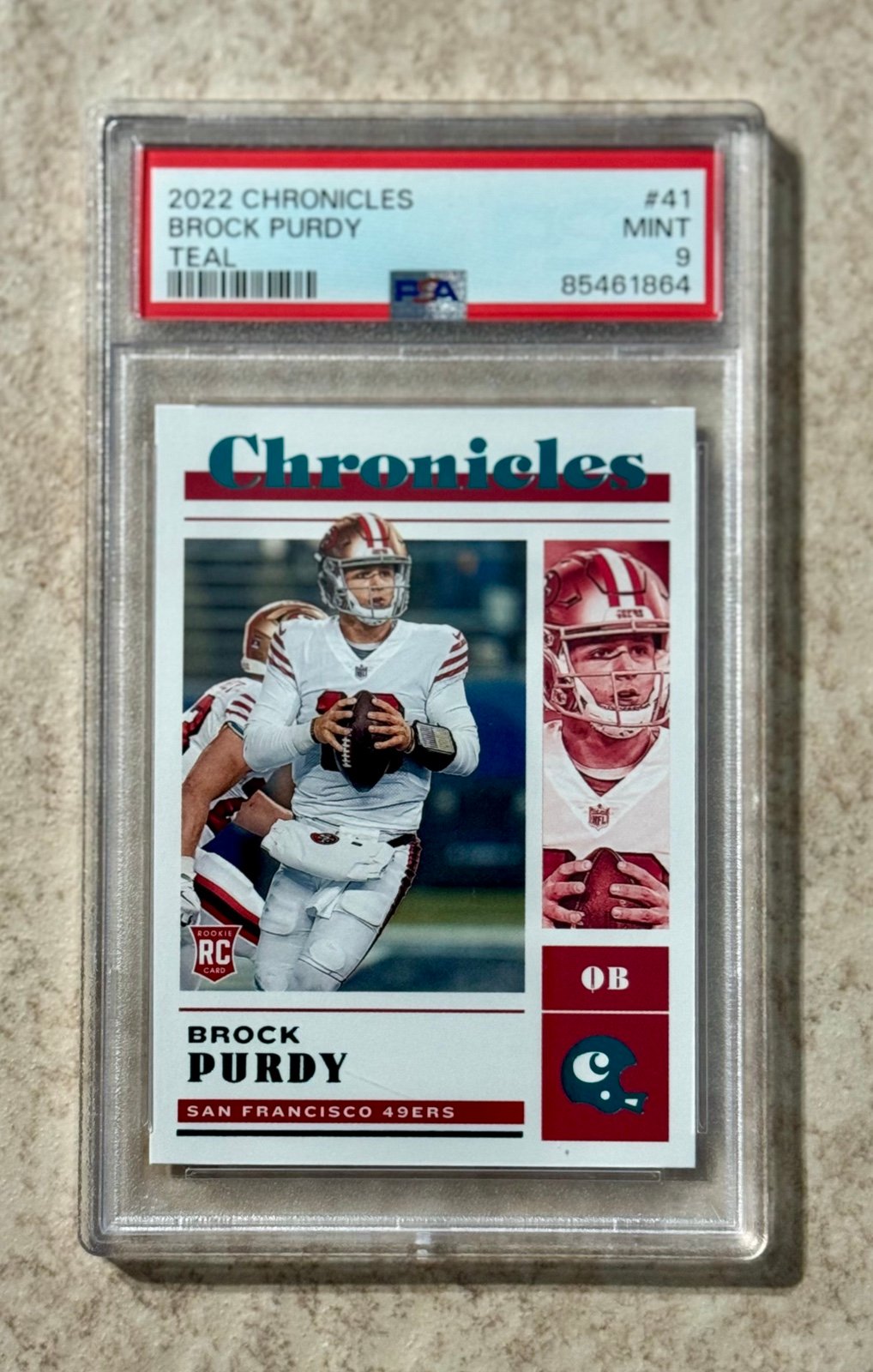 BROCK PURDY 2022 PANINI CHRONICLES TEAL RC ROOKIE #41 PSA 9 MINT! 49ERS
