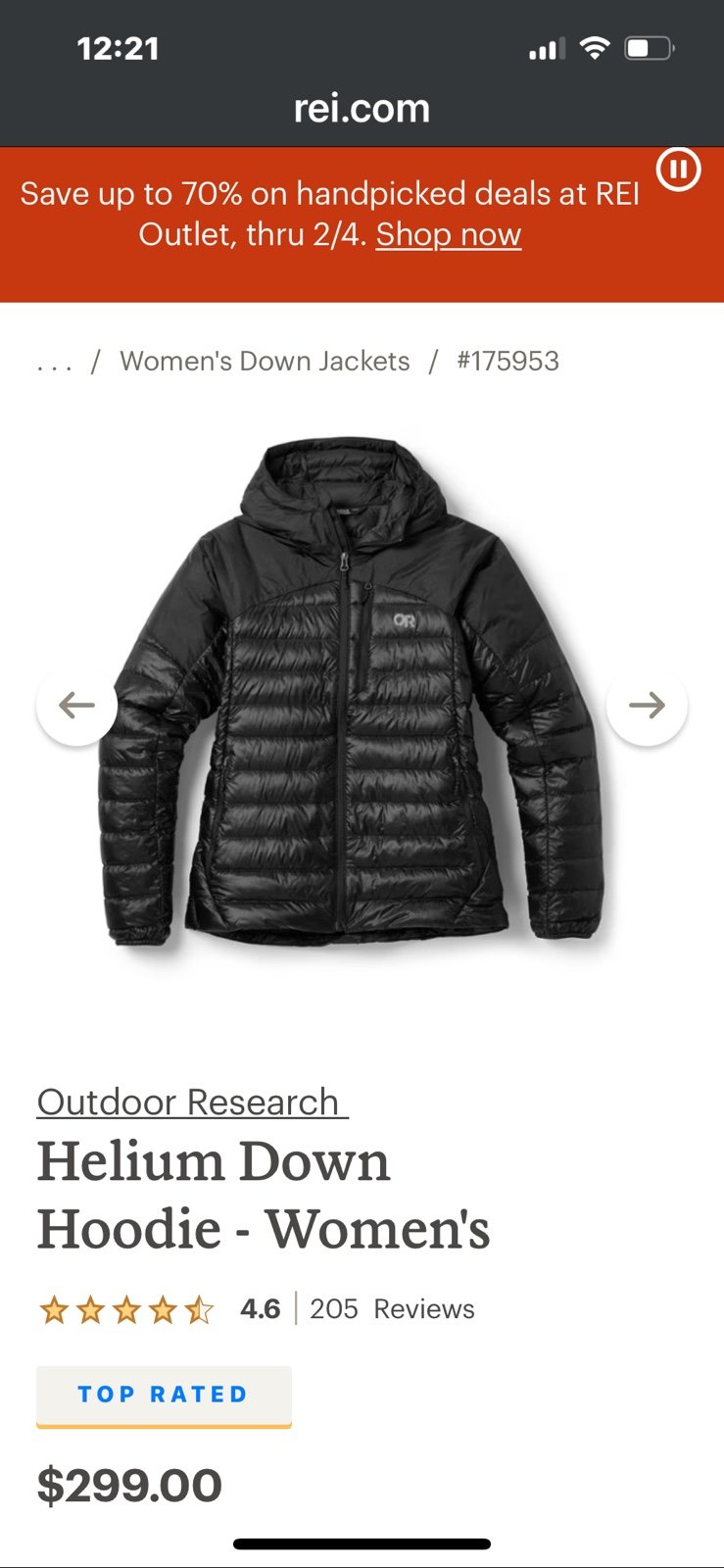 Outdoor Research down jacket