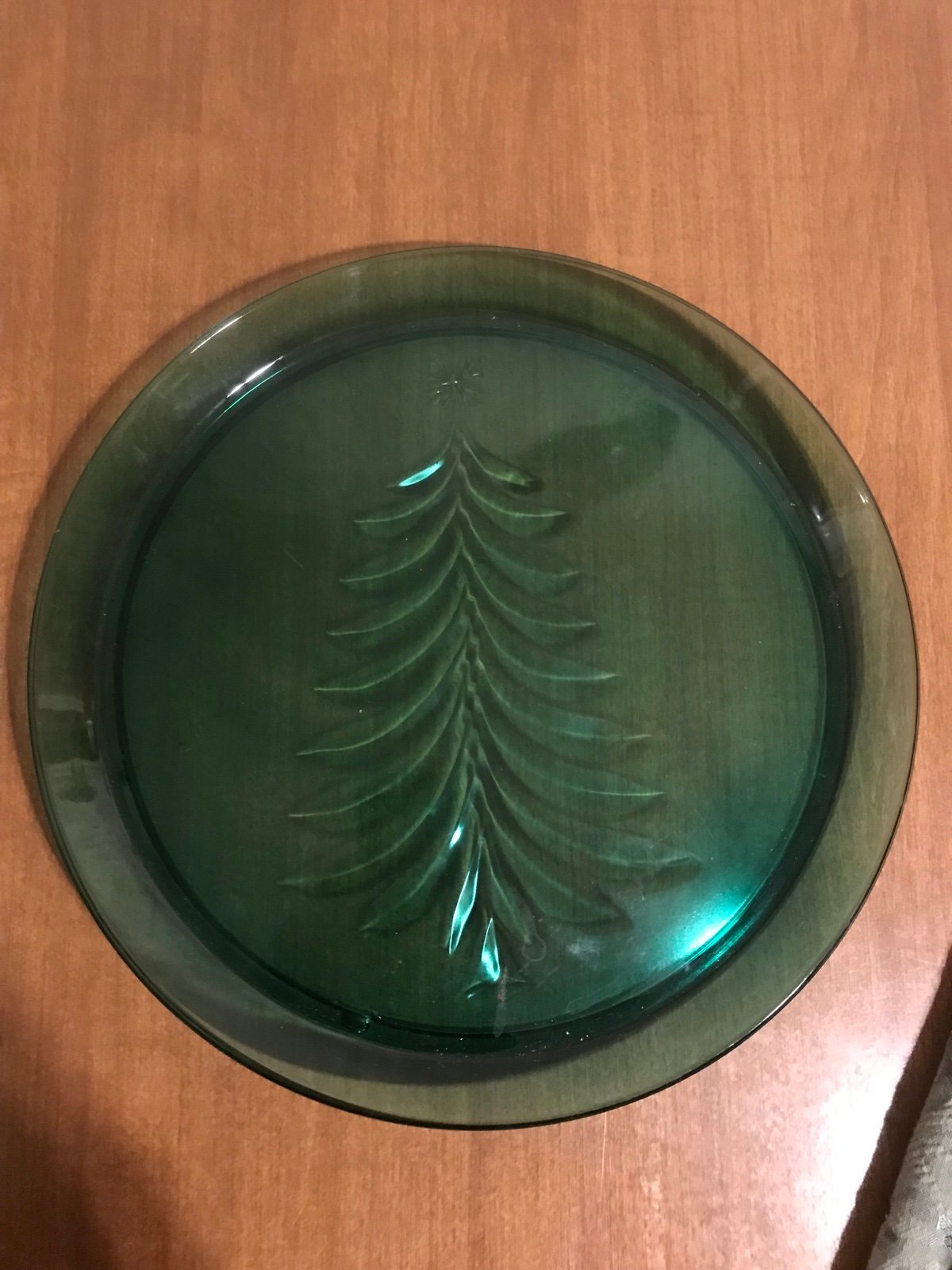 Large Green Glass Evergreen Platter