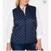Karen Scott Plus Size Navy Polka Dot Quilted Women’s Vest 2X
