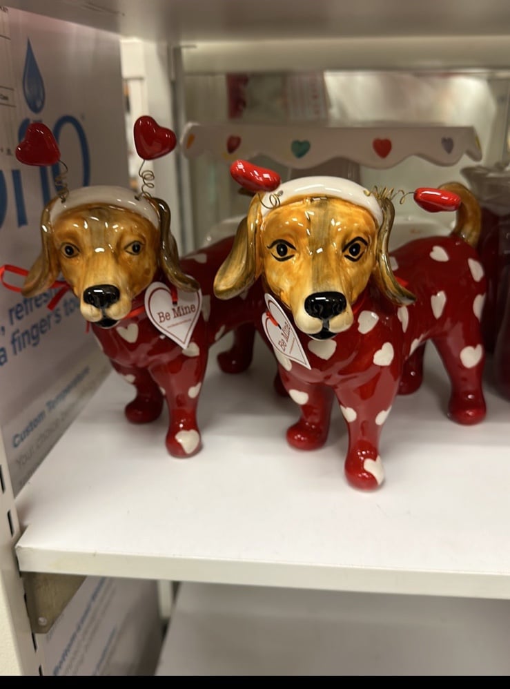 DACHSHUND Valentines Blue Sky Ceramic dog set