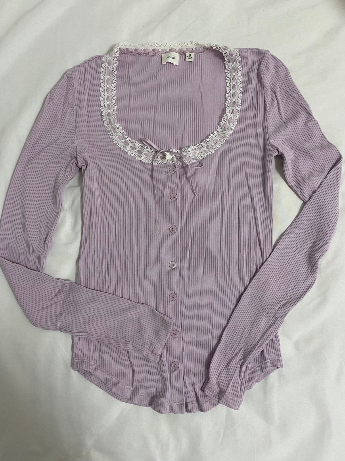 Aritzia Wilfred Booklet Longsleeve Top in Cloudy Lilac XS