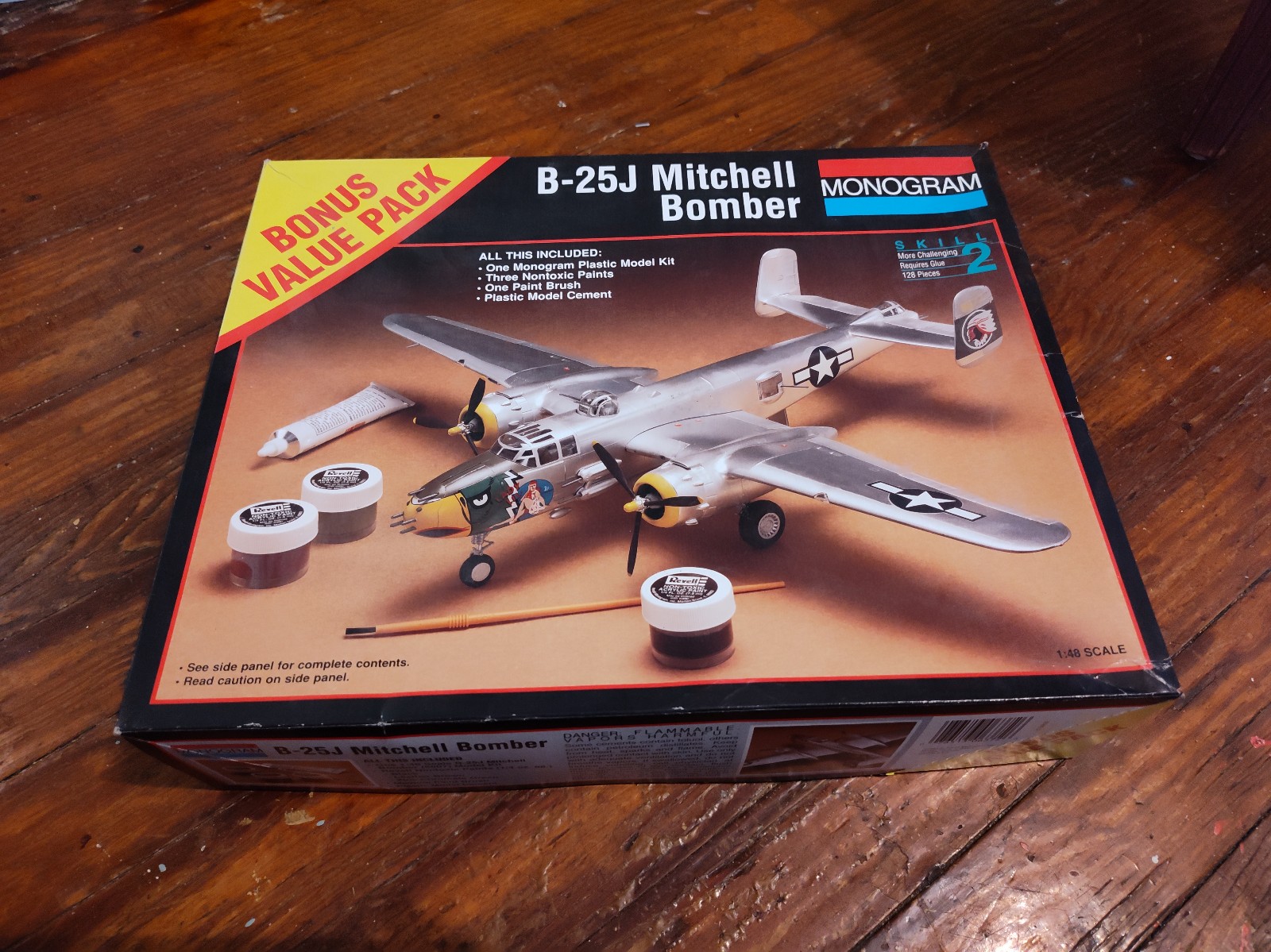 Vtg 1994 Monogram B-25j Mitchell Bomber Model Kit 1:48 Scale Model Skill 2