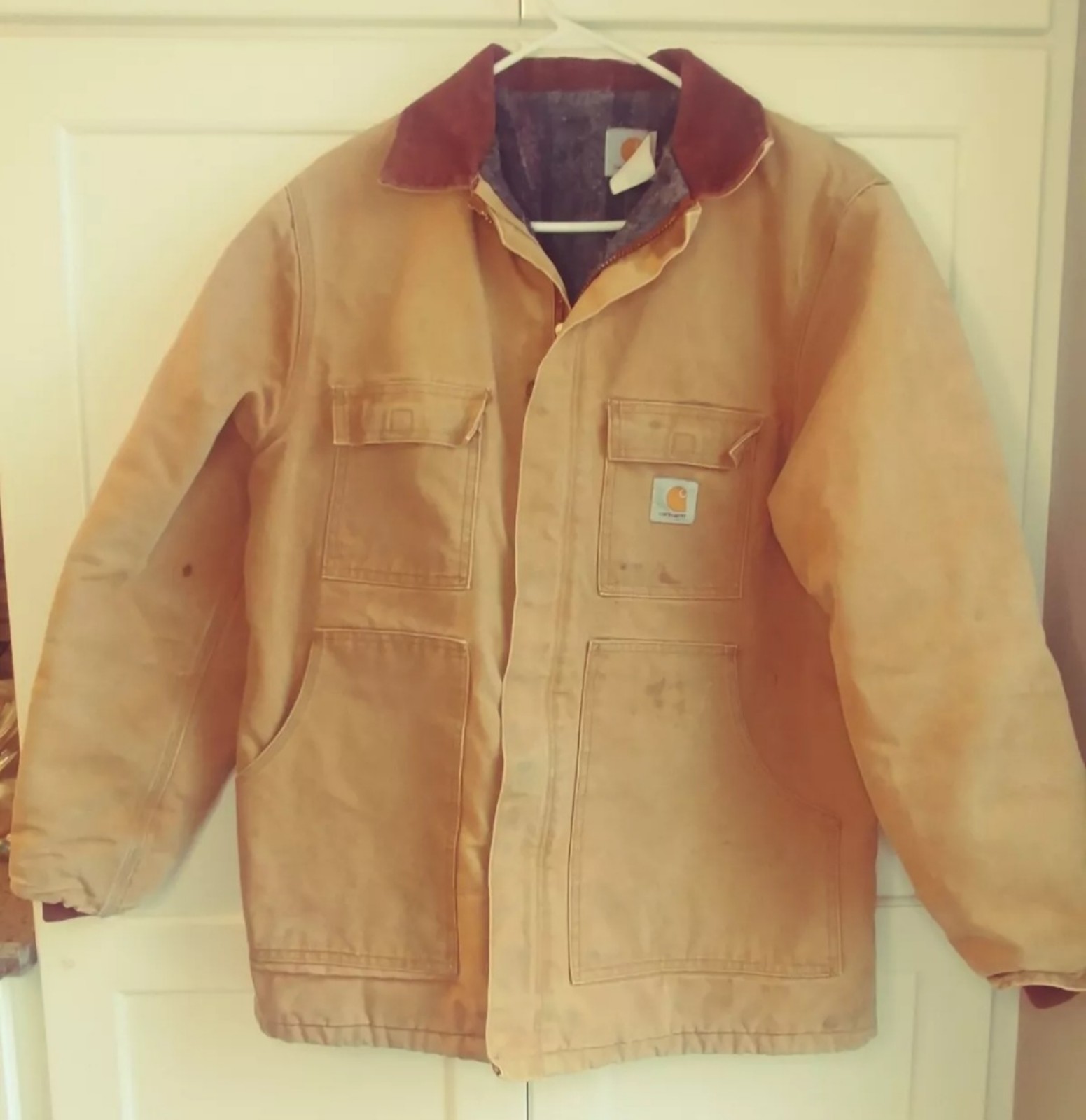 Vintage 90s Carhartt Detroit Brown C04BRN Blanket Lined Work Jacket Size 44 USA