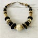 Chunky Beaded Necklace Modernist Geometric MOP Tiger Coral Silver T Black Gold T