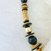 Chunky Beaded Necklace Modernist Geometric MOP Tiger Coral Silver T Black Gold T