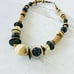 Chunky Beaded Necklace Modernist Geometric MOP Tiger Coral Silver T Black Gold T