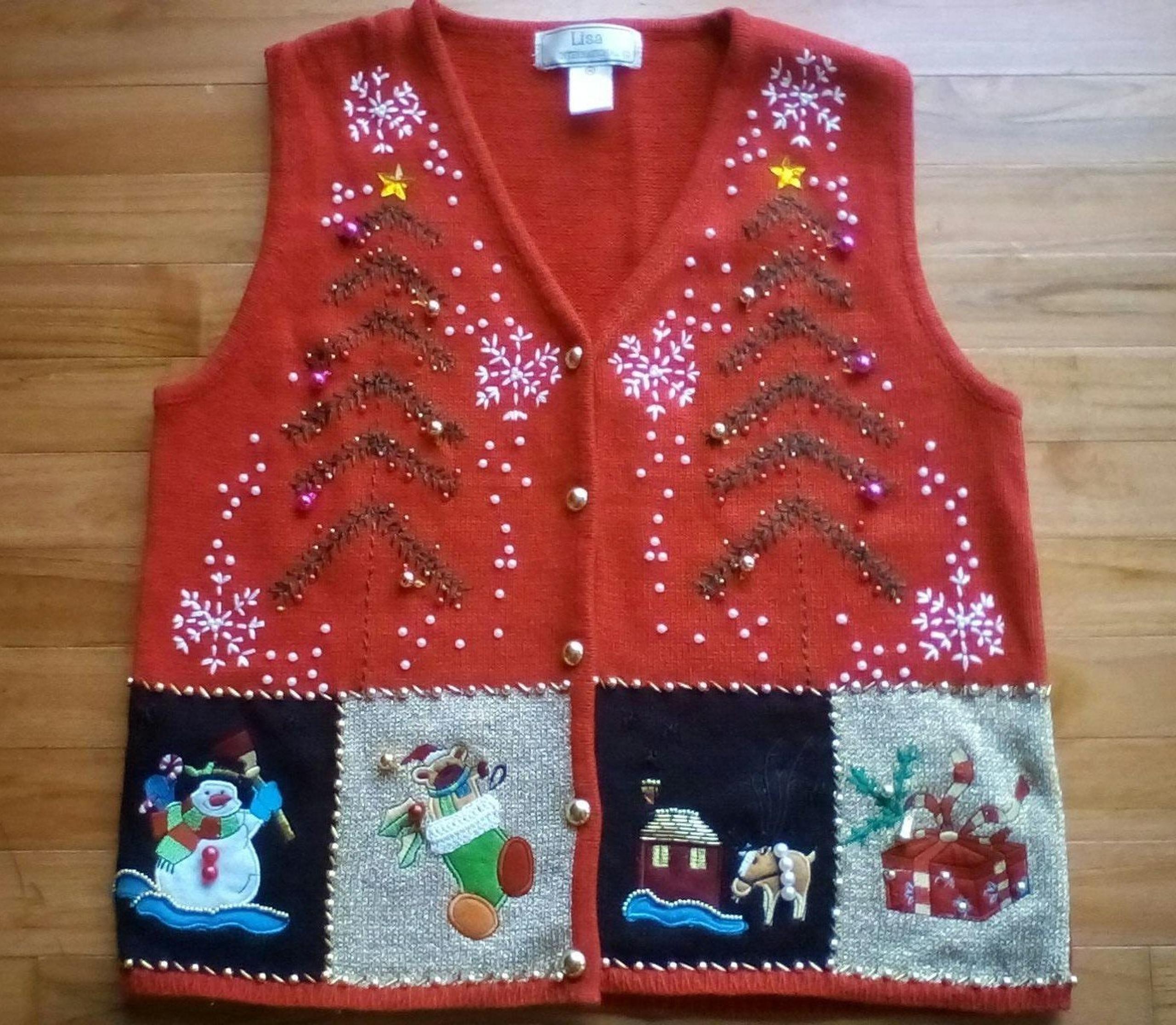 LISA INTERNATIONAL Sweater-Vest; 'LIKE-NEW'; "STUNNINGLY BEAUTIFUL"; Size: M