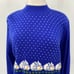 Vintage 80s Lord & Taylor Bunny Dot Pattern SweaterTurtleneck Blue Womens Medium